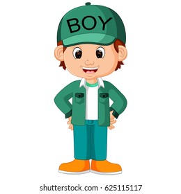Cute boy cartoon good posing