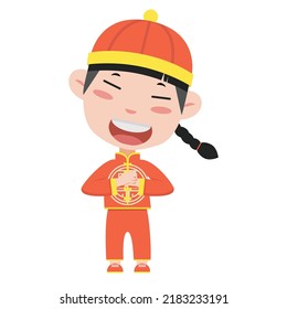 lindo niño de saludo de dibujos animados vector