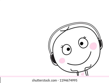 cute boy  cartoon with heardphone vector eps.10