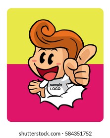 Cute Boy cartoon pointing