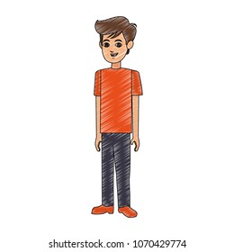 Cute boy cartoon scribble
