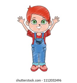 Cute boy cartoon scribble