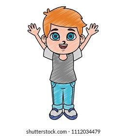 Cute boy cartoon scribble
