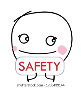 cute boy  cartoon with sign of safety   vector eps.10