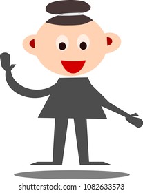 Cute boy cartoon smile and wearing a black dress on white background .Illustration vector.