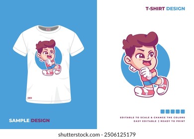 cute boy cartoon t shirt design