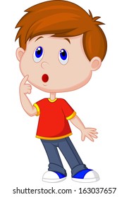 Cute Boy Cartoon Thinking