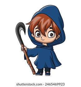 Cute boy cartoon wearing costume Reaper