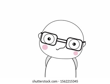 cute boy cartoon wearing 
glasses 