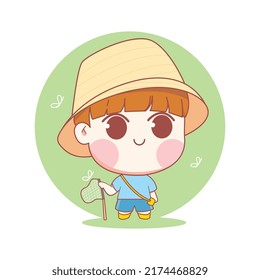 	
Cute Boy Catch Some Butterflies Art Illustration