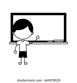 cute boy with chalkboard character icon