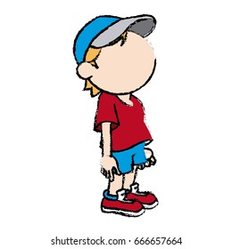 cute boy character comic young icon
