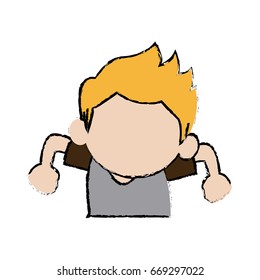 cute boy character comic young happy icon