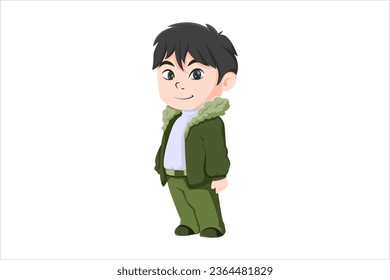 Cute Boy Character Design Illustration