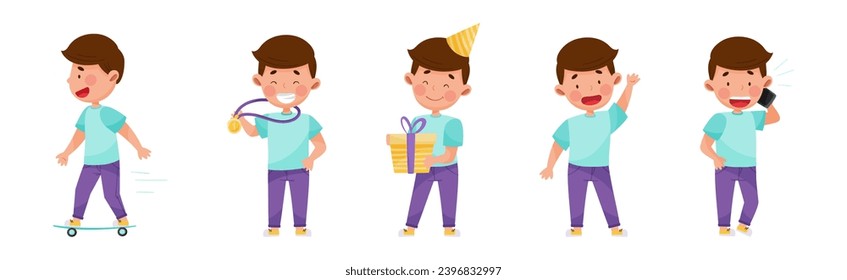 Carácter de niño pequeño involucrado en un conjunto de vectores de actividad diferente