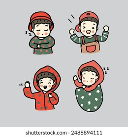 cute boy character, boy gesture. Hand drawn style vector illustration.