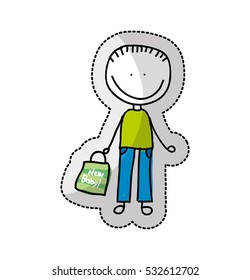 cute boy character icon vector illustration design