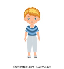 Cute boy character isolated on white background. Cartoon flat style. Vector illustration
