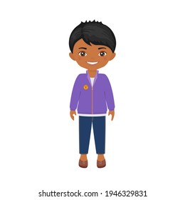 Cute boy character isolated on white background. Vector illustration. Cartoon flat style