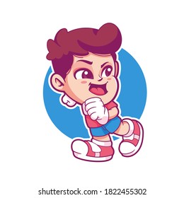 cute boy character mascot logo template