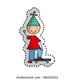 cute boy character with party hat vector illustration design