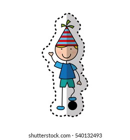 cute boy character with party hat vector illustration design