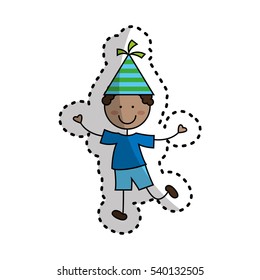 cute boy character with party hat vector illustration design