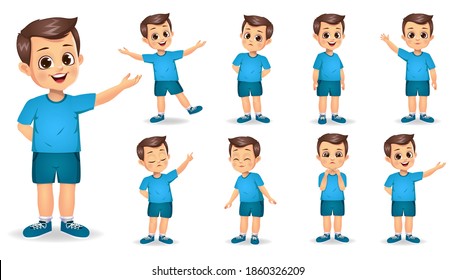 cute boy character set vector