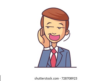 Cute Boy Character . Vector Illustration. Isolated on white background.