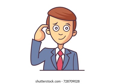 Cute Boy Character . Vector Illustration. Isolated on white background.