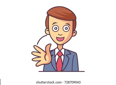 Cute Boy Character . Vector Illustration. Isolated on white background.