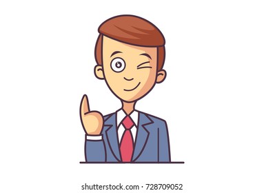 Cute Boy Character . Vector Illustration. Isolated on white background.