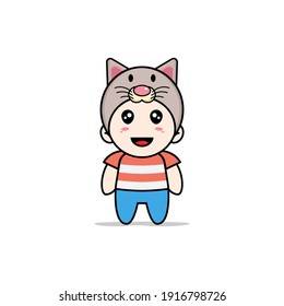 Cute Junge Charakter mit Katzenkostüm. Mascot Design-Konzept