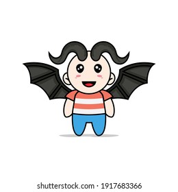 Cute boy character wearing devil costume. Mascot design concept