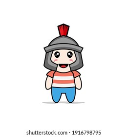 Junge Figur mit Gladiatorenkostüm. Mascot Design-Konzept