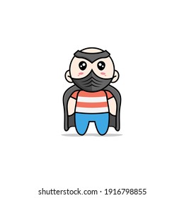 Cute boy character wearing superhero costume. Mascot design concept
