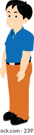 Carácter de chico lindo|amañado|ilustración vectorial aislada
