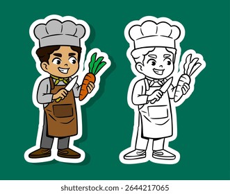 Cute Boy Chef Cartoon Character
