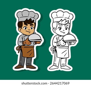 Cute Boy Chef Cartoon Character