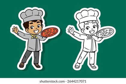 Cute Boy Chef Cartoon Character
