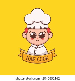 ilustración del logotipo del chef de un niño lindo