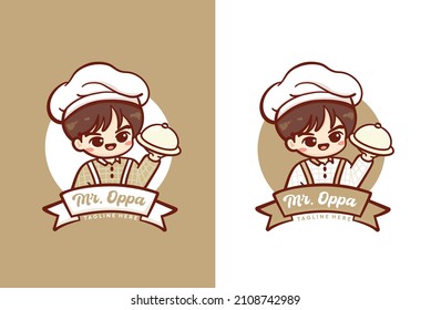 Logo de un chef títere, logotipo del chef coreano para el restaurante y el logotipo de la comida