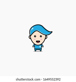 Cute boy chibi cartoon people character.