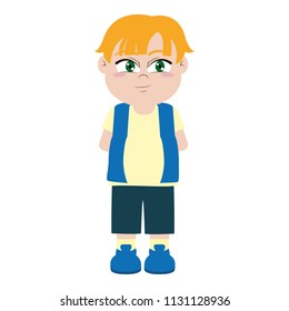 cute boy child with hairstyle and clothes
