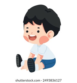 Cute boy child sitting on the floor