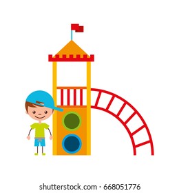 cute boy in childish games character icon