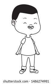 Cute boy children smiling and having fun cartoon vector illustration graphic design.