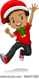 Cute boy in christmas costume cartoon character illustration