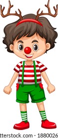 Cute boy in christmas costume cartoon character illustration