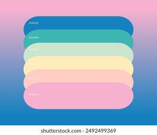 Cute Boy Color Scheme has six beautiful colors, a color swatch, catalog samples, and trendy multicolored pallets. Vector illustration